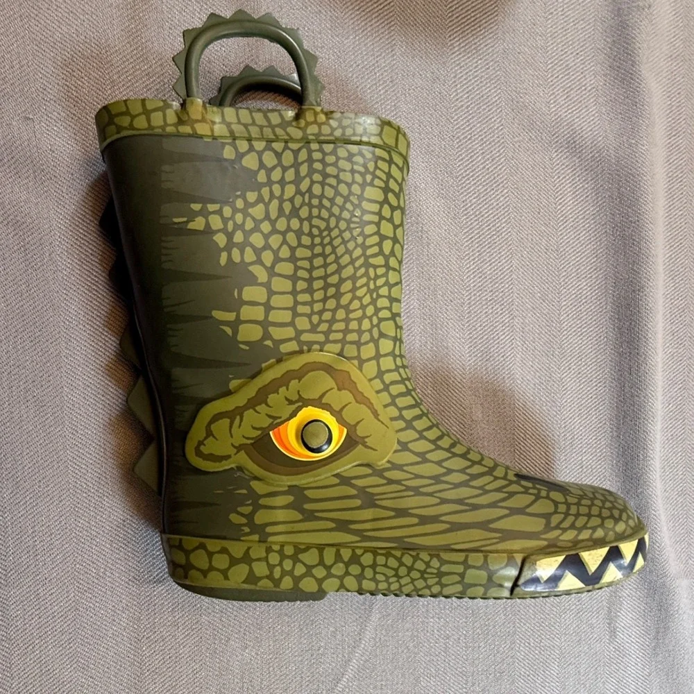 Member's Mark Kids Alligator Rain Boots Green Reptile Waterproof Size 13/1